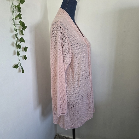 Basic Editions Woman Light Pink Open Front Cardigan Sweater - Picture 5 of 9